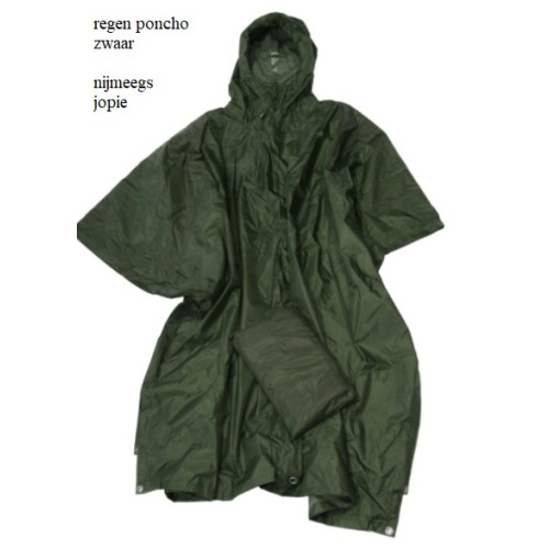 regenponcho groen, zwaar materiaal