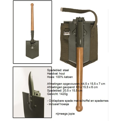 schep metaal met stevige houten steel, met hakstuk