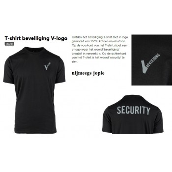 security t-shirt korte mouw met "Beveiligings-V"
