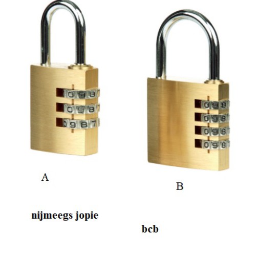 slotje met cijfers  25 (A) of 44 mm (B)