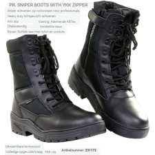 sniper schoen met rits, groen of zwart