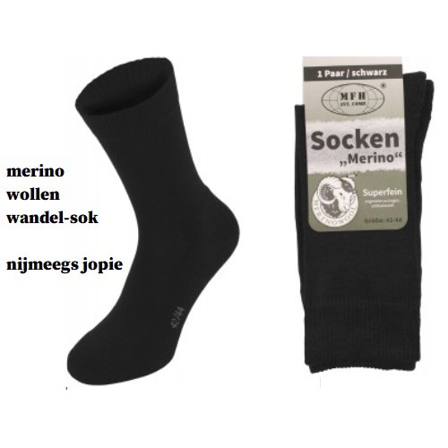 sokken merino wol, mooie dunne serie, zwart