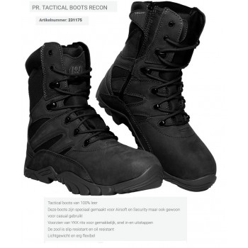 Tactical boots van 100% leer, zwart of bruin, recon