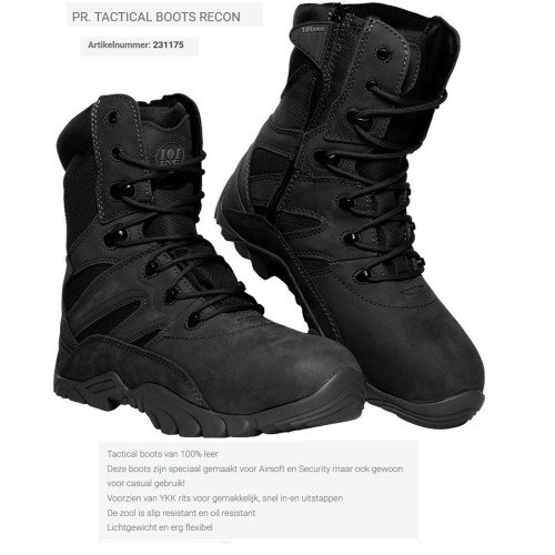 Tactical boots van 100% leer, zwart of bruin, recon