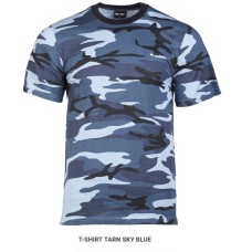 t-shirt blauw-camouflage met korte mouw, op=op