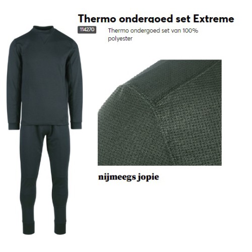 thermo set extreme fostex, broek en hemd, groen