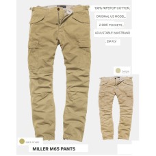 vintage m-65 broek model miller pant, dark khaky (optie A) of licht khaky, 100% dun katoen, zomer broek