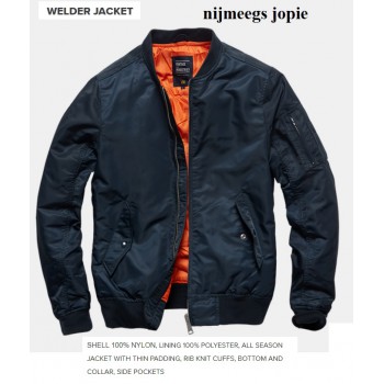 bomber  Vintage Industries, zomer, Welder jacket, dun gevoerd, blauw