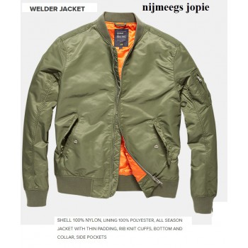 bomber  Vintage Industries, zomer, Welder jacket, dun gevoerd, groen