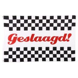 geslaagd grote vlag met tekst. geslaagd grote vlag met tekst.
