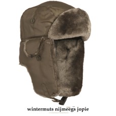 wintermuts, bontmuts met oorflappen, nylon, groen, glad