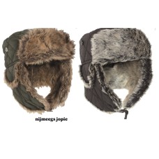 winterpet met oorflappen, nylon, doorgestikte buitenstof, groen