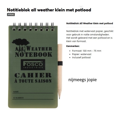 watervast papier schrift ca 13X 7,5 cm, klein, Nu nieuw met potloodje