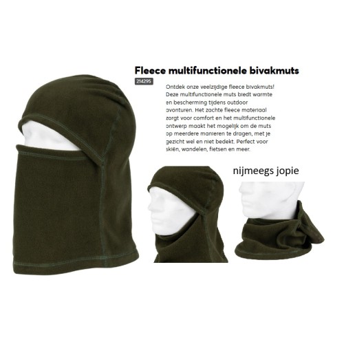 Bivakmuts fleece, zwart of groen