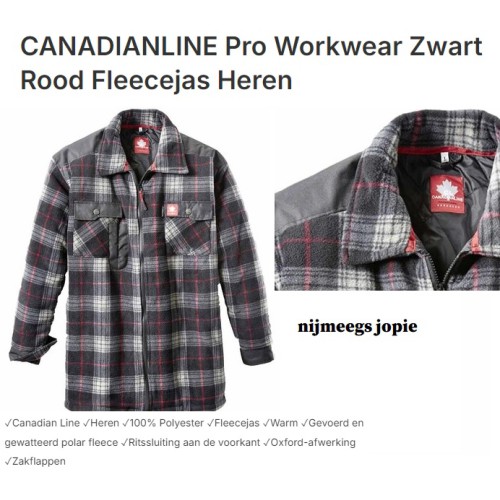 fleece jas, CanadianLine, zwart/rood