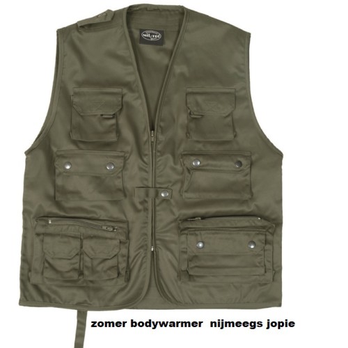 bodywarmer groen zomer fishingvest met katoen