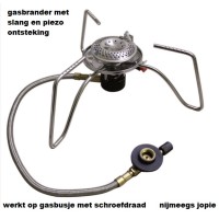 gasbrander inklapbaar, met piezo en slangetje, storm