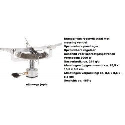 gasbrander stove, opvouwbare , voor schroefdraad gasbusje, max