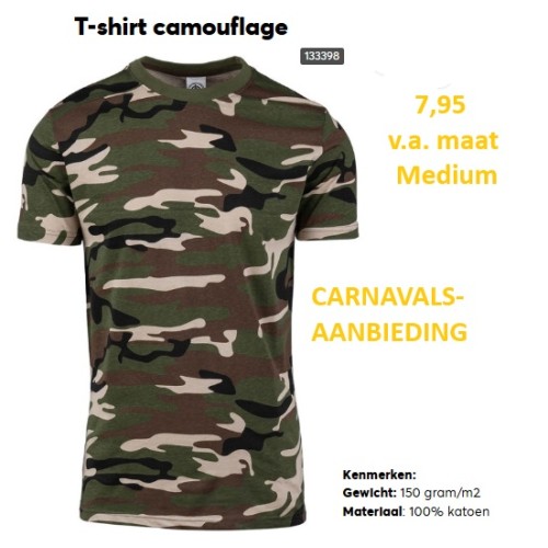 Aanbieding: t-shirt camo  groen camouflage, vanaf maat medium leverbaar