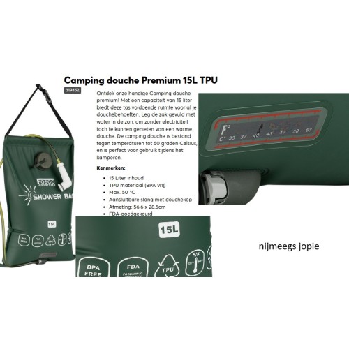 camping-douche, premium, 15 liter