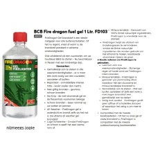 fire-dragon gel, fles 1 liter, brand-gel