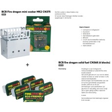 fire-dragon, mini cooker, kook-set, houder en 6 gel blokjes