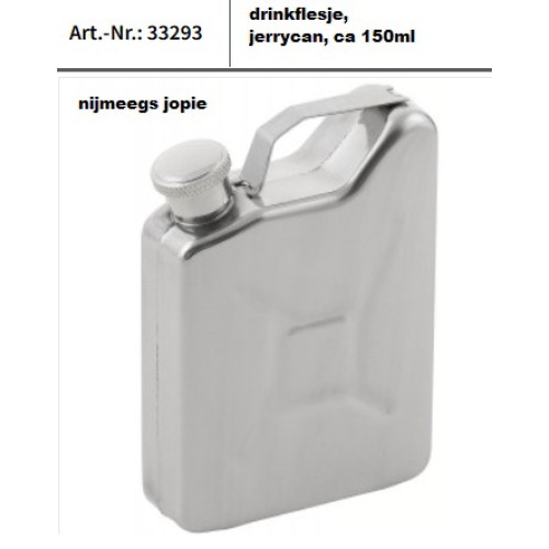 drinkflesje 150ml, jerrycan model, RVS