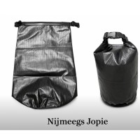 drybag drysack, 20 liter, zwart dun pvc met verstevigd membraam
