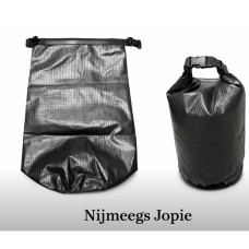 drybag drysack, 20 liter, zwart dun pvc met verstevigd membraam
