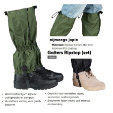 gamasch gaiter verstevigd nylon, groen of zwart