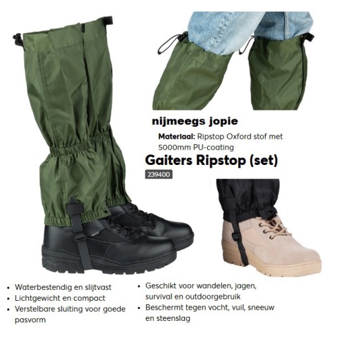 gamasch gaiter verstevigd nylon, groen of zwart