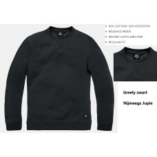 sweater Vintage industries, model Greely, zwart, mooie zware kwaliteit
