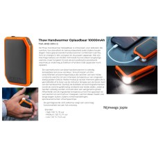 handwarmer oplaadbaar, met lampje en te gebruiken als powerband. Thaw 10000mah
