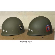 helm kunst-stof binnenhelm, replica US/NL met print: 3-ster en airborne, 101st of 82nd helm kunst-stof binnenhelm, replica US/NL met print: 3-ster en airborne, 101st of 82nd