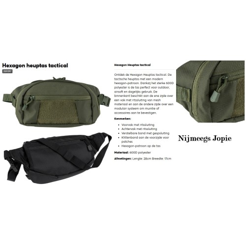 heuptas hexagon tactical, groen of zwart