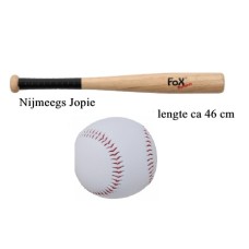 honkbal knuppel, hout, ca 46 cm lang met Bal