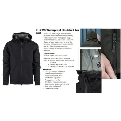 hardshell waterproof regenjas,  zeer goed waterdicht