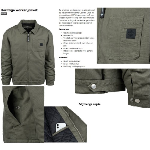 zomer Heritage Worker jas, licht gevoerd, katoen, groen