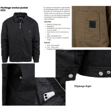 zomer Heritage Worker jas, licht gevoerd, katoen, zwart