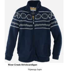 fleece jas, gevoerd,  River Creek, model Cardigan, blauw