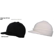 muts met klepje, acryl. jeepcap, zwart of wit