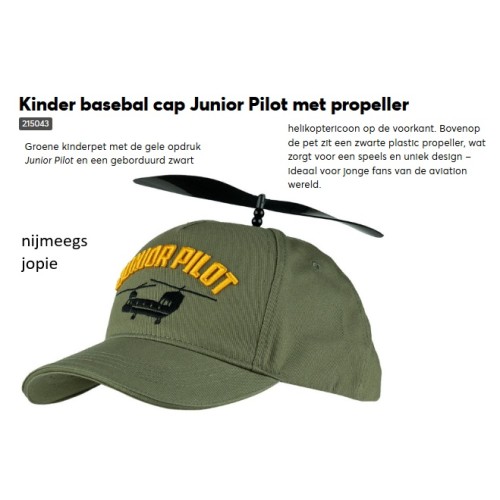 kinder basebalpet junior pilot met propeller