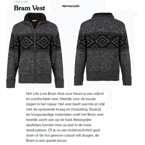 schippers trui/jas  Life-line model Bram, grijs, XXL of XXXXL