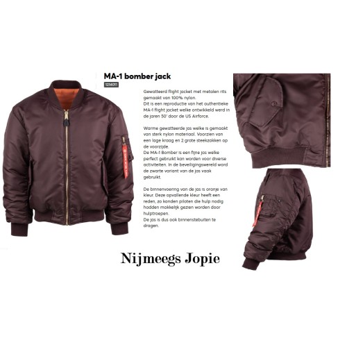 bomber MA-1 fostex Bordeaux Rood