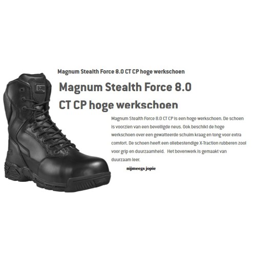 magnum stealth leather 8.0 met CT + CP