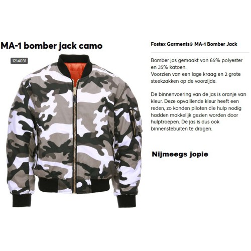 bomber MA-1 wit camouflage