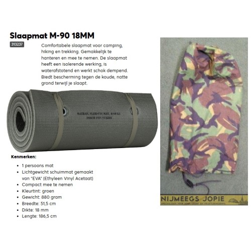 matje, incl camo hoesje ca. 186/51/2cm, copie-leger M-90 model