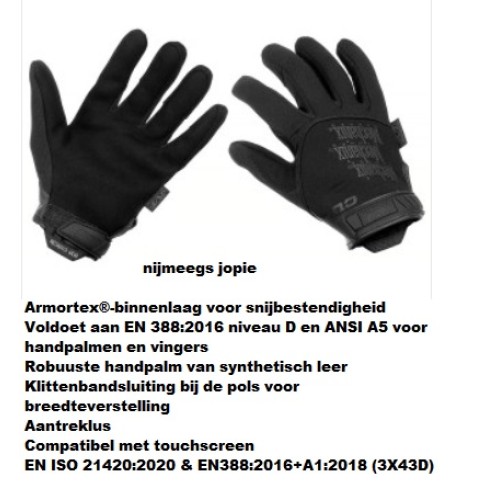 handschoen Mechanix pursuit, snijwerende versie