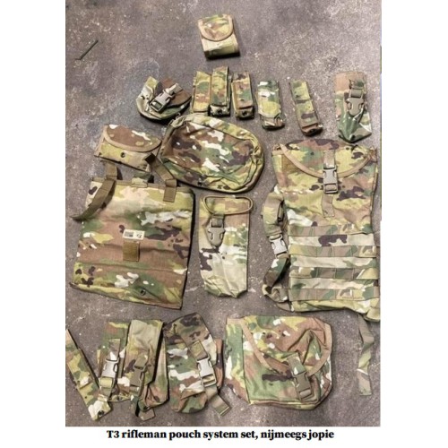munitie tassen set, multicamo USA T3 rifleman pouch system, grote set
