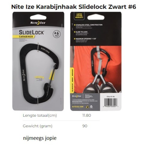 NITE-IZE karabijn maat 6, slider, slide-lock, groot